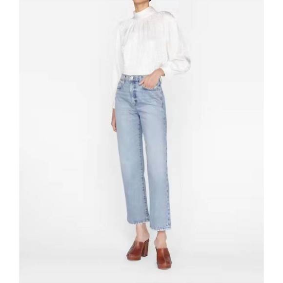 NEW FRAME foldover mock neck blouse in off white - Picture 1 of 3